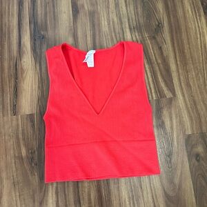 Cute red ribbed tank top